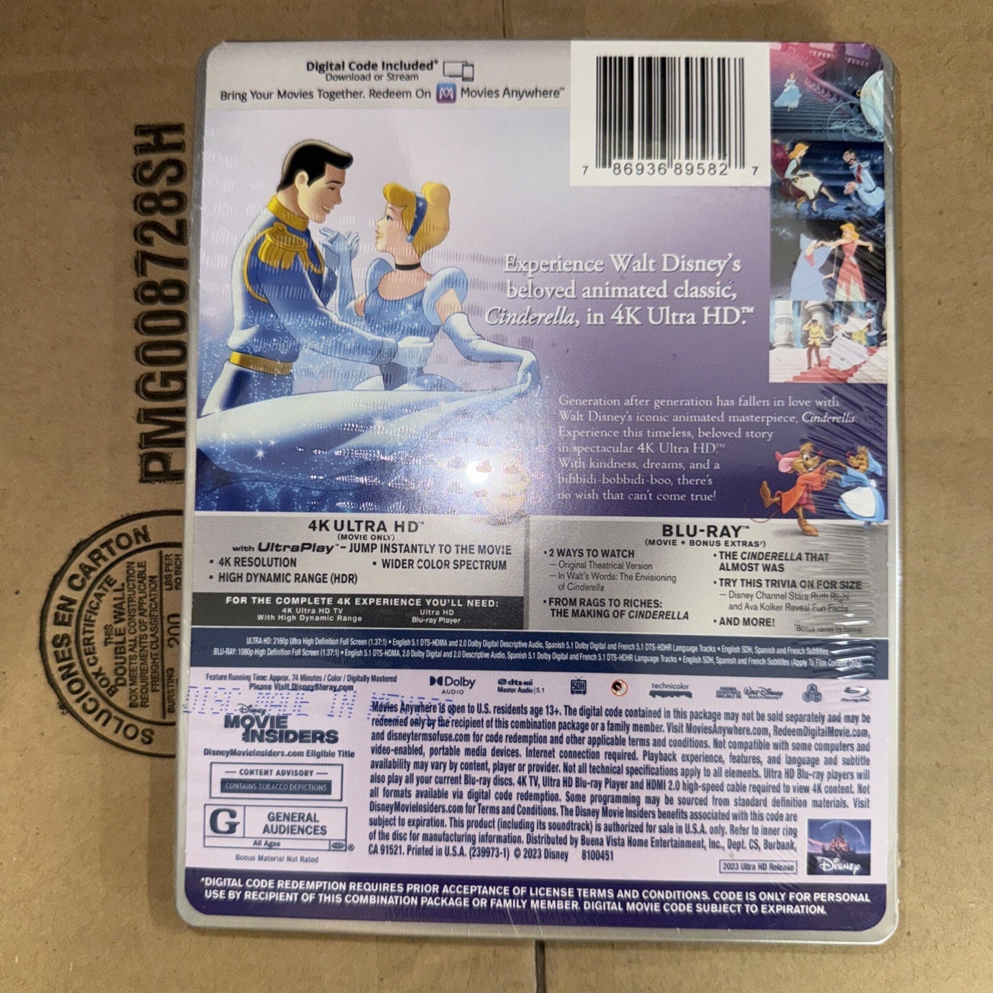 Cinderella 100th Anniversary Steelbook (4K UHD, Blu-Ray, Digital) Factory Sealed